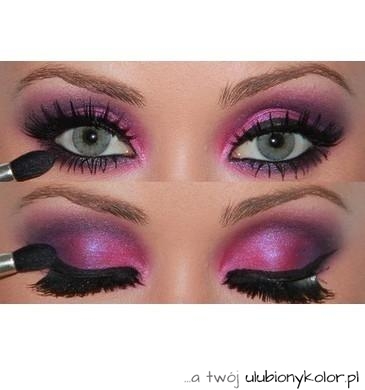 make up, oczy, malowanie, makijaż, różowe, kocie, kolorowe