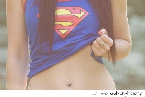 superman, super woman, kolczyk, pępek, piercing, dziewczęce, fajne