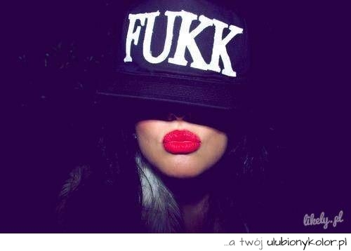 fukk, usta, czerwone, dziewczyna, ładna, buntowniczka