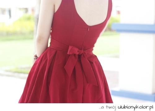 Sukienka, Red, Bow, Ribbon, Style, Moda