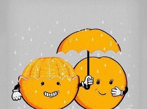 Miłość, Deszcz, Parasol, para, Orange, Prawdziwa miłość
