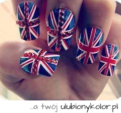 wow, cyrkonie, flaga, anglia, nails, paznokcie, malowanie, art