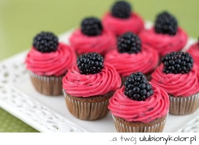różowe, pink, owoce, jeżyny, słodkości, tarta, babeczki