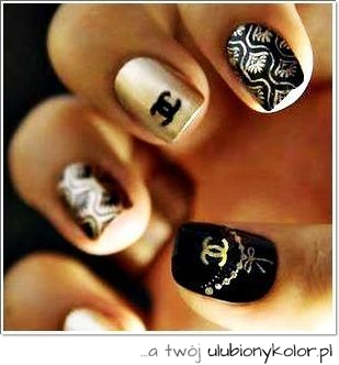 paznokcie, nails, malowanie, moda, coco, chanel, wzory