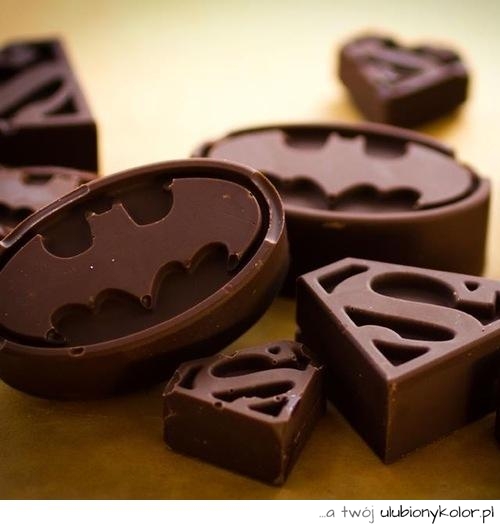 czekolada, czekoladki, superman, batman, mniam, kulinaria, fotografia