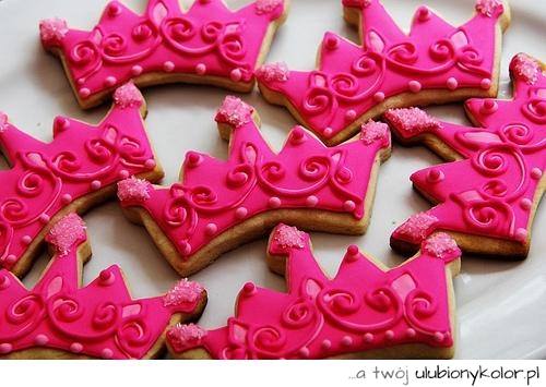 Cookies, Korony, śliczny, jedzenie, Różowy, Plate 