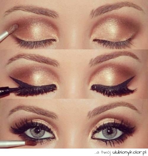 Makijaż, Oczy, Gold, Eye Liner