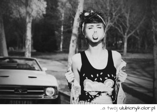 rockabillity, emo, dziewczyna, wyluzowana, guma, do żucia, fotografia
