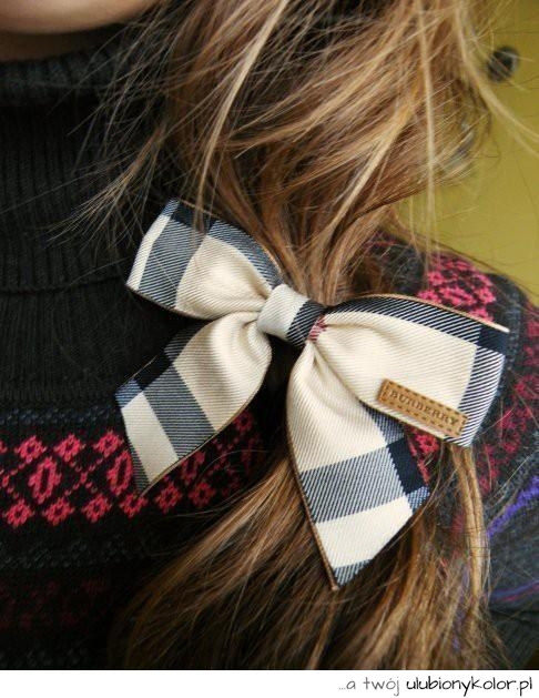 burberry, kokardka, fashion, moda, dodatki, do włosów, kratka