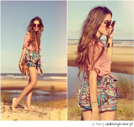moda, styl, plaża, okulary, dziewczyna, ładna, blondynka, brunetka