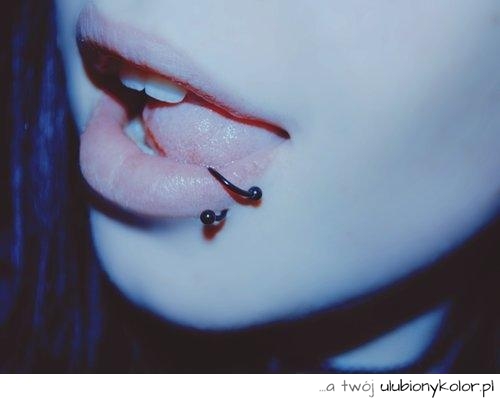 nice, piercing, kolczyk, warga, usta, czarny, tytan