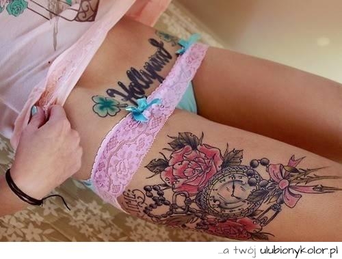 tatuaż, nogi, sexy, dziewczyna, 