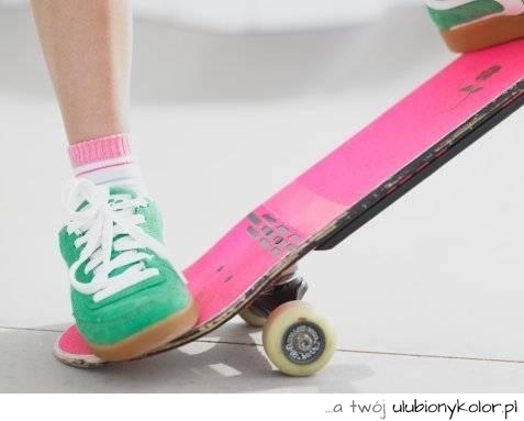 deska, buty, zielony, róż, sexy, dziewczyna,