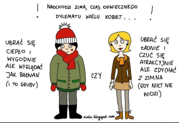 śmieszne, zima, obrazek