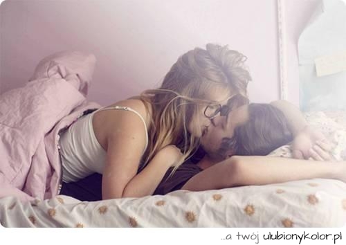 romantyczne, para, seksowna, piękna, dziewczyna, łóżko, sexy, fotografia