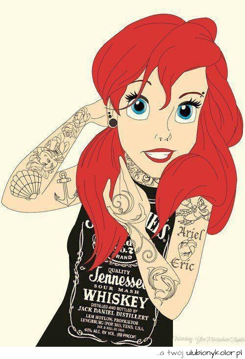 ariel, syrenka, kreskówka, emo