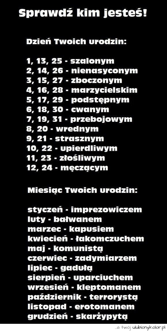 śmieszne, data urodzenia, urodziny, fun, miesiąc
