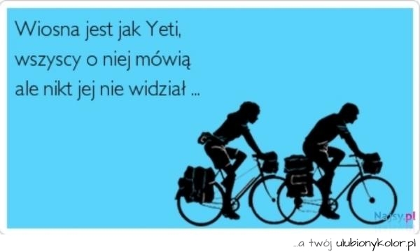 Wiosna jest jak Yeti,
wszyscy o niej mówią...
a nikt jej nie widział!