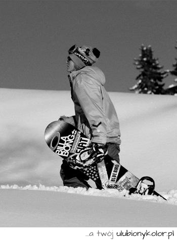 zima, dziewczyna, deska, snowboard, śnieg