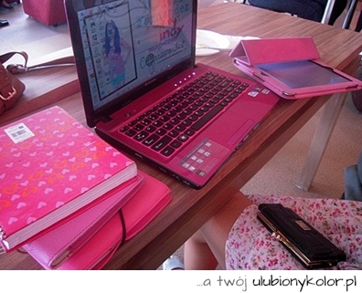 laptop, przybory, komputer, różowe, róż, kolor, kolory girl, woman, dziewczynka