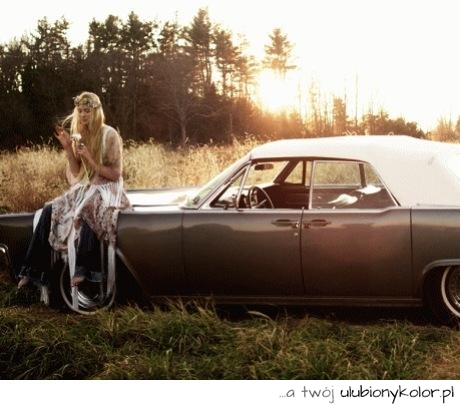 auto, kobieta, dziewczyna, lato, pole, urocze, zdjęcie, fotografia