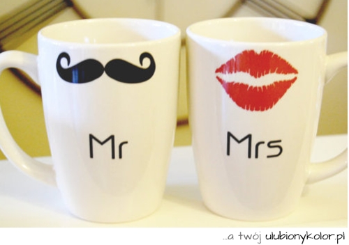 kubeczki, sweet, para, love mr, mrs, usta, wąs, super, decor
