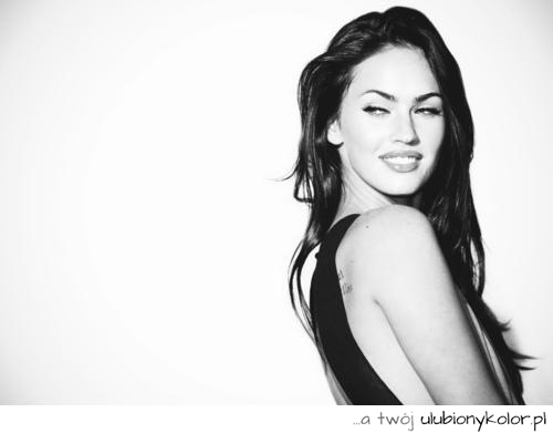 kobieta, moda, czarno, białe, love, megan, fox