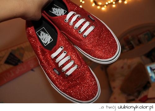 vans, trampki, błyszczące, czerwone