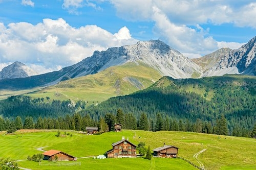 widok, góry, piękne, świeże, niebo